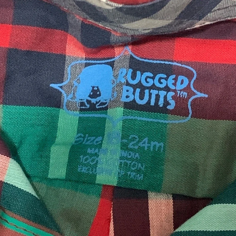 RuggedButts Kennedy Plaid Button Down Shirt Red Green Toddler 18-24M BLWPL18-KY0